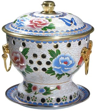 VIDECOR Einzelne Person, Kleiner Kupfertopf, Alter Pekinger Kleiner Dicker Kuh-Hot Pot, Chinesischer Traditioneller Cloisonné-Hot Pot, Kommerzieller Alkoholanteil, Roter Kupfer-Hot Pot,E