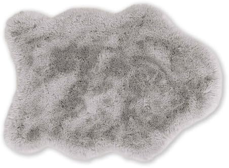 Schöner Wohnen Kollektion Hochwertiger Kunstfell Teppich flauschig - Teppich Wohnzimmer - Hochflorteppich Lammfell Schaffell - Dekofell Shape Grau 55 x 80 cm