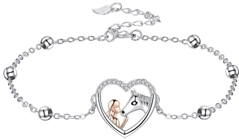 Yinsen Damen Herz Anhänger Armband 925 Silber Verstellbar – Geschenk für Frauen zu Valentinstag & Muttertag