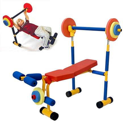 PDKJNID Spaß Und Fitness TrainingsgeräTe FüR Kinder Kinder Weight Bench Verstellbare Langhantel Hantel Spielzeug-Set Multifunktions Kindergarten Gymnastik üBung Fitness Sport