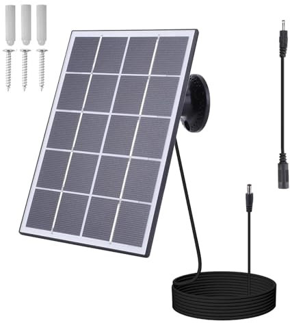 Holdes Solar Panel for Ring Doorbell | 10W Camera Solar Panel with IP65 Waterproof - Solar Panel Waterproof Charger Continuously Powered for Rechargeable Battery Outdoor Camera & Video Doorbell