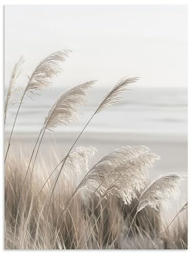 ARTland Wanddeko Wandbild Alu Verbundplatte für Innen & Outdoor Bild Pflanzen natural elements Gräser Pampasgras Strand Boho Deko U5GO