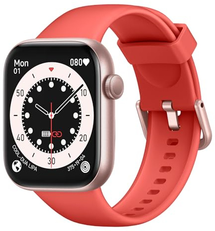Smartwatch Damen Herren, 1,85 HD Touch Fitnessuhr mit Telefonfunktion, 140+Sportmodi Smart Watch Fitness Tracker mit Pulsmesser Schlafmonitor Schrittzähler, IP68 Wasserdicht Sportuhr für iOS Orange