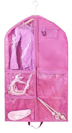 Kleidersack,Kleidersack Anzug 100 x 60 cm,Kinder Kleidersäcke mit 5 Taschen,Kleidersäcke für Anzug Mantel Jacke,Atmungsaktive Kleiderhülle für Tänzer,Anzugtasche,Kleiderschutzhülle fü Reisen (Pink)