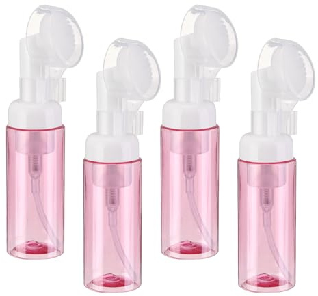 sourcing map 4 dispenser di sapone schiumoso vuoto, 56,7 g, flacone in schiuma con pennello per sapone per mani, shampoo, gel doccia, rosso trasparente