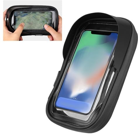Asixxsix Fahrrad Handy Halter Tasche, Empfindliche Touch Screen wasserdichte Radfahren Lenker Tasche mit Front Sun Visor Dual Reißverschluss und Kopfhörer Loch (Black)