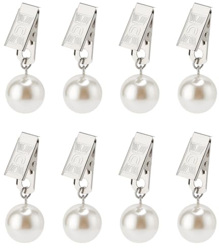 PH PandaHall 8pcs Tablecloth Weights Hangers Pearl Table Cover Weight Clips Table Cloth Weights with Clips Pear Pendant Tablecloth Weight for Picnic Tablecloth Heavy Outdoor