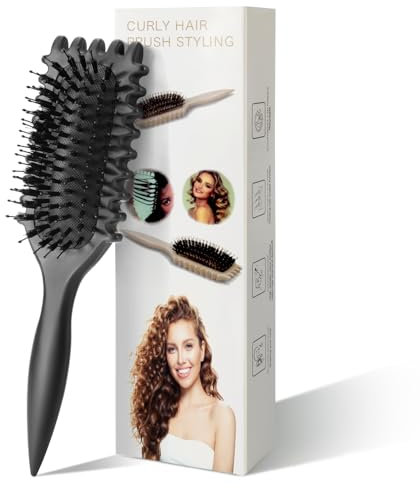Lockenbürste,Haarbürste mit Luftkissen,2024 Neu Bounce Curl Brush, Curl Define Stylingbürste,Haarbürste zum Entwirren für Frauen (Schwarz)
