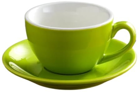 ZONABSQQ Set di Tazze da caffè for Cappuccino da 220 ml Tazza Floreale Tazza da Latte con Piatto Set Regalo Tazze da caffè Europee in più Colori(Green)