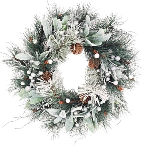 Weihnachtskranz Für Den Außenbereich Künstlicher Weihnachtsschmuck | Landhaus Weihnachtskranz mit Tannenzapfen Deko für Küchenfenster Wohnzimmer Eingangstür Party Indoor Outdoor Landhausstil