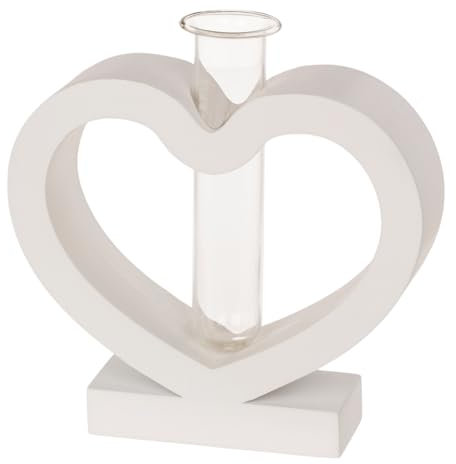 Weißes Herz mit Glasröhrchen Blumenvase - Hochzeit Tischdeko