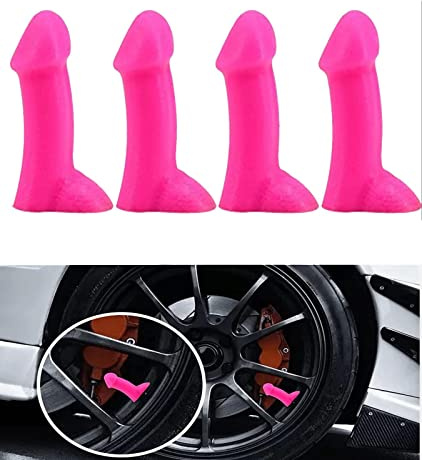 4 Pcs Prank Tire Valve Stem Cap Airtight Dust Proof Cover Universal for Car SUV Bike Trucks and Motorcycles Car Wheel Tire Exterior Accessoriy Set H4