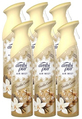 6 x 185 ml Febreze Air Mist luftfräschare spray – vaniljkaka