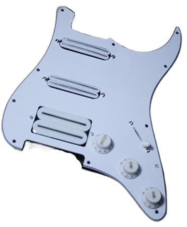 Prewired Tonabnehmer Schwarzer Ein-Single-Double-Hochleistungs-Pickup-Schutzkreisbaugruppe Stille Verzerrung(White)