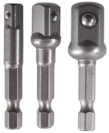 3 Stück 1/4 3/8 1/2 Bit Stecknuss-Adapter drehbar für Akkubohrer, Ratschenverlängerung, Steckschlüssel-Adapter-Set