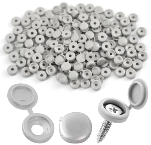 170pcs Hinge Screw Covers, Screw Caps for M4 - M8 Screws, Polypropylene Material Screw Caps Covers for Furniture, Cabinets and Walls(Grey).