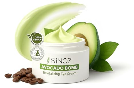 Sinoz Avocado Bomb Crème Contour des Yeux – Anti-Cernes & Anti-Poches pour Femme & Homme – Avocat, Caféine & Peptides Matrixyl 3000 – Hydratation Intense & Regard Lissé – 15 ml