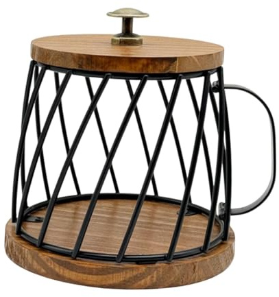 Ronyme Contenitore porta cialde per caffè, robusto, a forma di tazza, organizer per accessori da bar, cucina, bancone, piano di lavoro, Nero