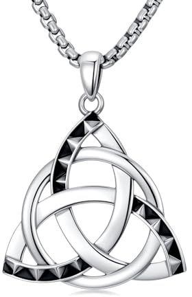PDTJMTG Keltische Knoten Kette 925 Sterling Silber Triquetra Anhänger Keltischer Schmuck für Herren Damen