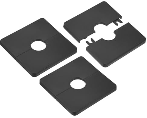 M METERXITY 3-Pack Wall Split Flange for 20mm/0.79in Dia Pipe ABS, Black | 7mm/0.28in H, ABS, Square, Self-Adhesive, Escutcheon Plate Cover Buckle for Pipe, Floor, Ceiling, Plumbing Cover Plates