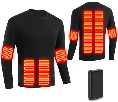 Ylightn sous vêtements Chauffant Hommes Femme, sous Pull Chauffant USB à Manches Longues, avec Batterie, 16 Zones, Haut de sous-vêtements Thermiques De Ski À Piles