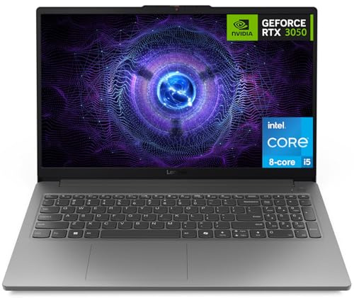 Lenovo LOQ Essential Gaming Laptop, 15.6 FHD 144Hz Display, 8-core Intel Core i5-12450HX, GeForce RTX 3050, 16GB DDR5, 512GB SSD, Wi-Fi 6, RJ-45, USB-C, HDMI, Card Reader, Non-Backlit, Win 11 Home