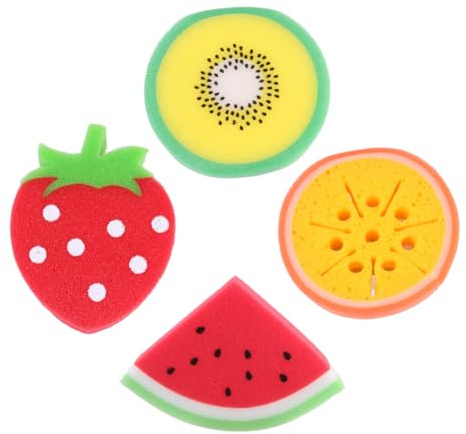 CLISPEED 4 pièces Boule de Bain Fruitée pour Garçon Fille Éponge Moussante Portable Bain pour Garçons et Filles Mousse Abondante pour Moment Ludique