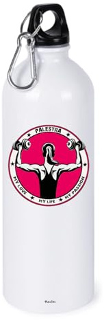 Regali Pazza idea Borraccia Bottiglia Alluminio 750 ml Con Tappo A Vite - scritta palestra my love - Regalo uomo donna palestra