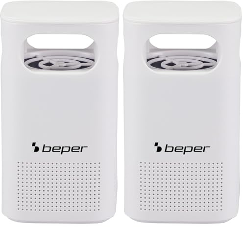 BEPER P206ZAN101 Lampe Anti Moustique Electrique, silencieuse et Portable, sans Utilisation de Produits Chimiques, Facile à Nettoyer, câble USB Inclus. (Lot de 2)