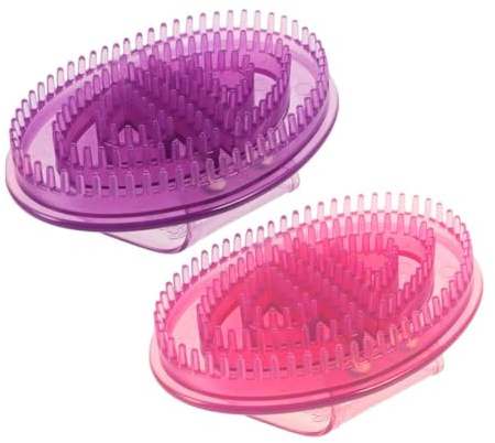 VAEIORP Lot de 2 brosses de massage en silicone avec design ergonomique, brosse pour la relaxation musculaire et récupération, idéale pour le sport (14,2x9 cm) (Violet+Rose)