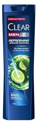 CLEAR Män Uppfriskande Anti-Dandruff Shampoo 225 ml – Djupolja & Grease Control Hair Cleanser med mentol och citrusextrakt, 48 h Fresh Scalp Behandling för män Pack 3
