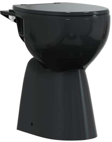 Randloses WC mit 7 cm Extra Höhe, Soft-Close Sitz und Deckel, ergonomische Keramik-Toilette in Schwarz für Komfort und Hygiene
