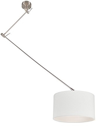 Qazqa Esstisch Modern Pendelleuchte, Pendellampe - Blitz - Weiß, Rund, 100cm, Ideal als Esszimmerlampe, Flur, Küche lampe, Schlafzimmerlampe und Wohnzimmerlampe