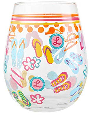 Enesco Designs by Lolita 6004353 Bicchiere da vino senza stelo Flip Flops Too, 590 ml, multicolore