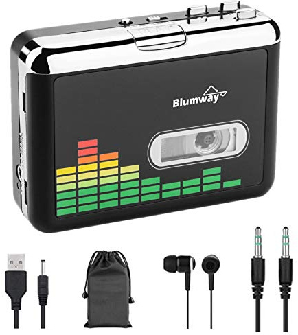 BlumWay USB Cassette to MP3 Converter, Portable Tape Cassette Player to MP3 Format, Audio Music Cassette Tape to Digital Converter with Earphone, Walkman Type, No Need Computer