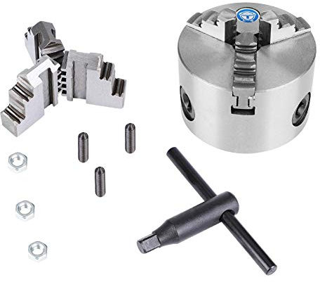 Mandrino per tornio, mandrino per tornio K11 80 Mandrino per tre mandrini 80 mm Mandrino autocentrante per metallo a 3 griffe con molti accessori per torni