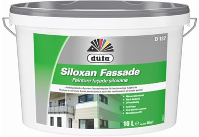 düfa D137 Siloxan Fassadenfarbe Weiß 2,5 Liter | Hoch deckende Fassadenfarbe matt | Wasserabweisend & diffusionsoffen | UV- & witterungsbeständig | Für Putz, Beton & Mauerwerk