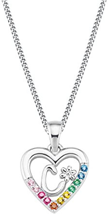 Prinzessin Lillifee Kette mit Anhänger 925 Sterling Silber Mädchen Kinder Halsschmuck, mit Zirkonia synth., 35+3 cm, Silber, C, Kommt in Schmuck Geschenk Box, 2027878