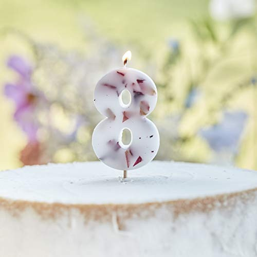 Ginger Ray Pressed Petal Number 8 Birthday Party Candle