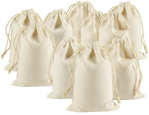 HRX Package 20pcs Muslin Bags 4x6 inches, Cotton Drawstring Jewelry Pouches Sachet Bags for Bridal Gift Bachelorette Party Favors DIY