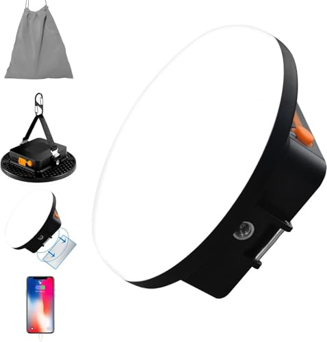 Uppladdningsbar LED-lampa, 1 2 000 mAh Power Bank, campinglampa, USB 2 500 LM, campinglampa med magnet och 1/4 mutterport, för tält, camping, orkan, vandring, nödsituation, haveri