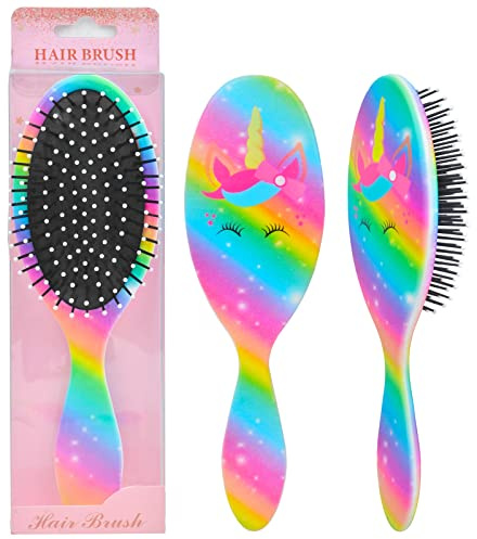 Kids Hair Brush Girls, Toddler Wet Dry Detangling Hair Brush for Curly Thick Hair Pain-Free Comb Girls Kids Women Unicorn Mermaid
