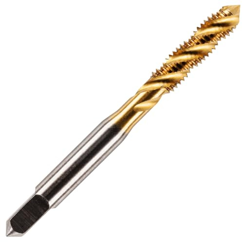 Rennie Tools - M4 x 0.7 Spiral Flute Tap HSS M2 Titanium (TiN) Coated | 4mm Thread. Metric Hand / Machine Screw Tap Metric Coarse. For Tapping Blind Holes