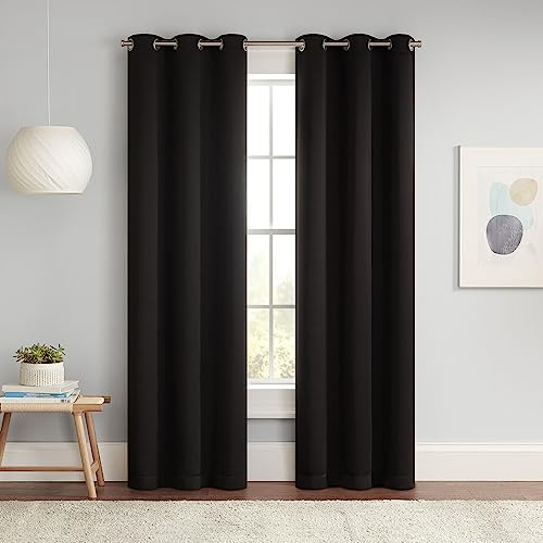 ECLIPSE Darrell - Cortina térmica Opaca Moderna con Ojales para Ventana de Dormitorio o Sala de Estar (1 Panel), 94 x 213 cm, Color Negro