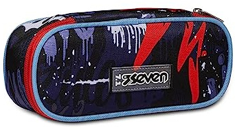 Seven Mäppchen, Federtasche für Schreibwaren, Etui für Stiften, Kugelschreiber, Kinder, Mädchen - Jungen, Grundschule, Kindergarten, Gymnasium, schwarz-rot