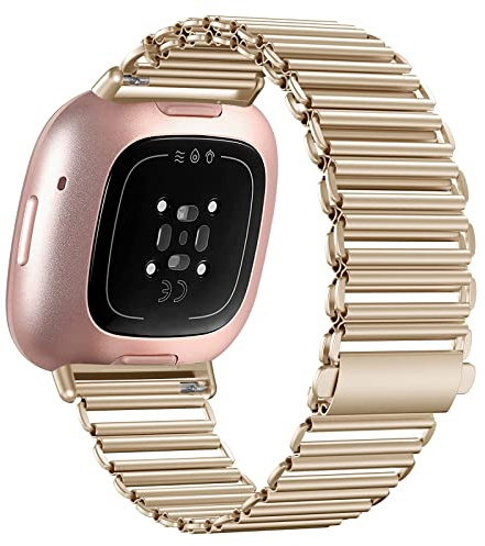 YASPARK Edelstahl Metall Ersatzarmband für Fitbit Versa 4, 3, Sense 1 & 2