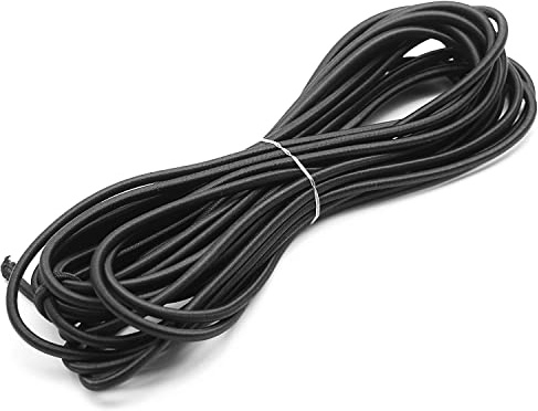 Baiann 3/16 Inch Elastic Cord Shock Marine Grade Black 30FT Bungee Stretch for DIY Projects, Tie Downs - UV and Weather Resistant, Long-Lasting Stretch Round Elastic String