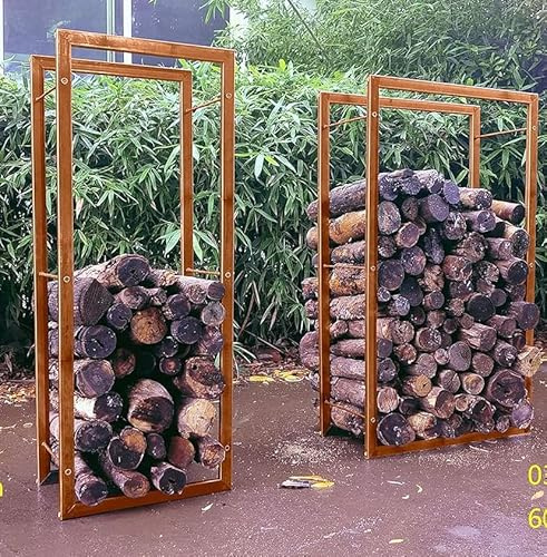 Zen Man Kaminholzregal Garten Rost Eisen Kaminholzunterstand Holzregal Kaminholz (032173：L60 B25 H100cm)