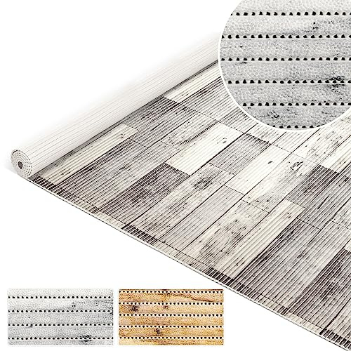 ANRO Badematte Weichschaummatte Bad- und Duschvorleger Antirutsch Badläufer Holz Diele Grau 140x130cm