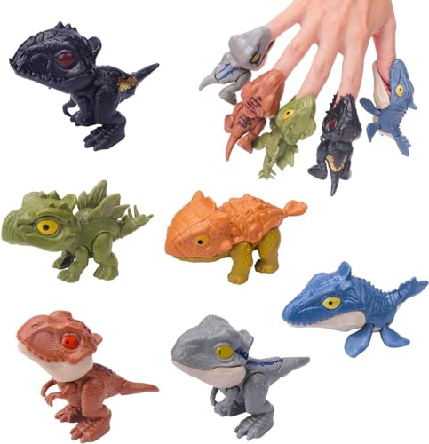 KATELUO Dino Biss Finger, 6pcs Dinosaurier Finger Spielzeug, Kleine Dinosaurier Figuren Set, Dinosaurier Spielzeug, Geeignet für Kinder, Jungen und Mädchen, Schnapp-Dinosaurier-Spielzeug